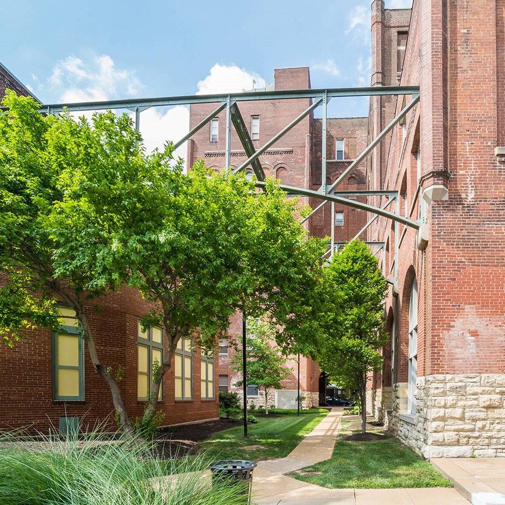 Exterior sidewalks and building-The Brewery Apartments St. Louis, MO