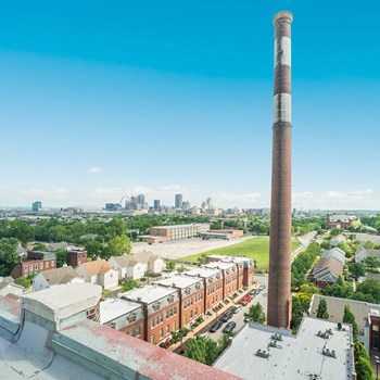 Aerial view of apartment complex-The Brewery Apartments St. Louis, MO - Photo Gallery 7