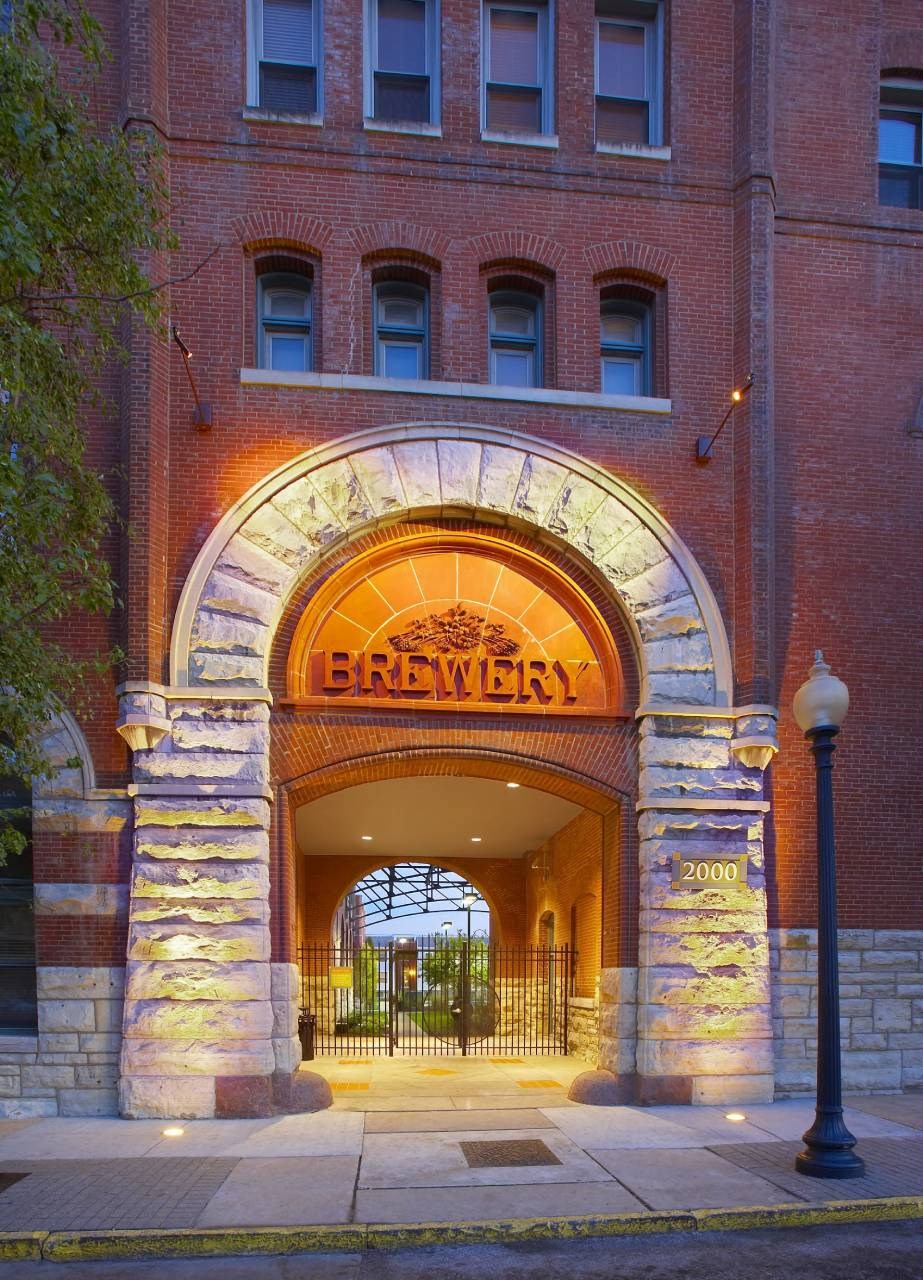 Front entrance of building, The Brewery Apartments
