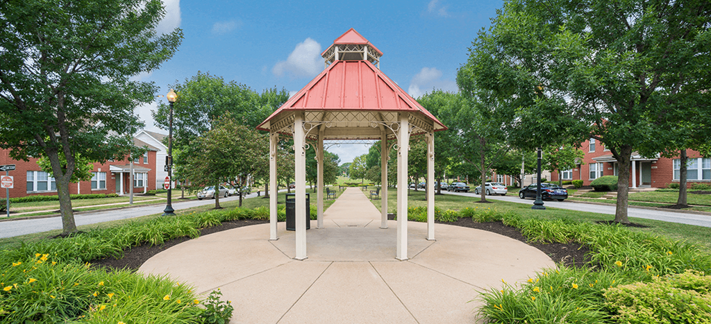 a gazebo in the middle of a sidewalk at Murphy Park Apartments
