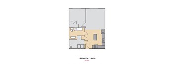 a floor plan of a room with a bed and a bathroom at Cedars at Carver Park