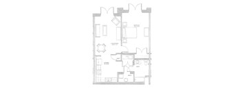 Live Work 2D Floorplan 1 Bedroom 1 Bath -The Lofts at Southside, Durham, NC