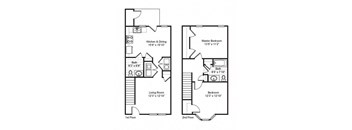 2 Bedroom 1.5 Bath Townhouse 2D Floorplan-Fairfield Apartments Pittsburgh, PA