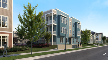 Digital Rendering of Street View of the Apartment Buildings Digital rendering of street of three story buildings -Preservation Square - Photo Gallery 2