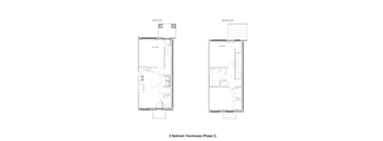 2 Bedroom 2 Bath 2D Floorplan L Phase 2Townhome, West Park Apartments, Tulsa, OK