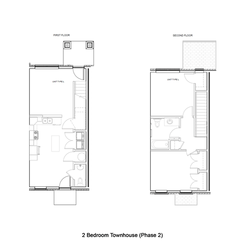 2 Bedroom 2 Bath 2D Floorplan L Phase 2Townhome, West Park Apartments, Tulsa, OK
