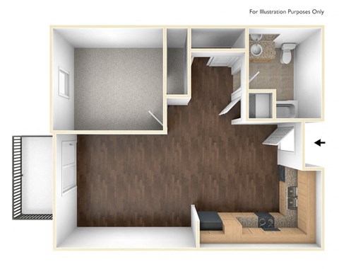 1 Bed 1 Bath floorplan, Santa Cecilia Apartments, Los Angeles CA