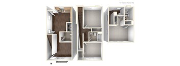 3 Bed 2.5 Bathroom Floorplan, Santa Cecilia Apartments, Los Angeles CA