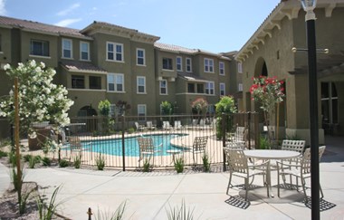 Outdoor pool area-Senior Living at Matthew Henson Apartments Phoenix, AZ