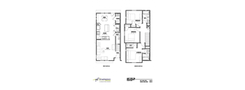 The Symphony Apartments, floor plan of a three bedroom 2 and a half bath townhouse
