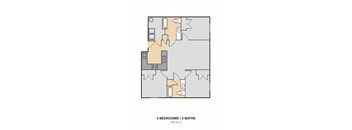 floor plan of a 2 bedroom 2 bath apartment at Cedars at Carver Park