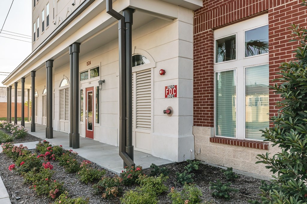 a view of the front entrance of a building
