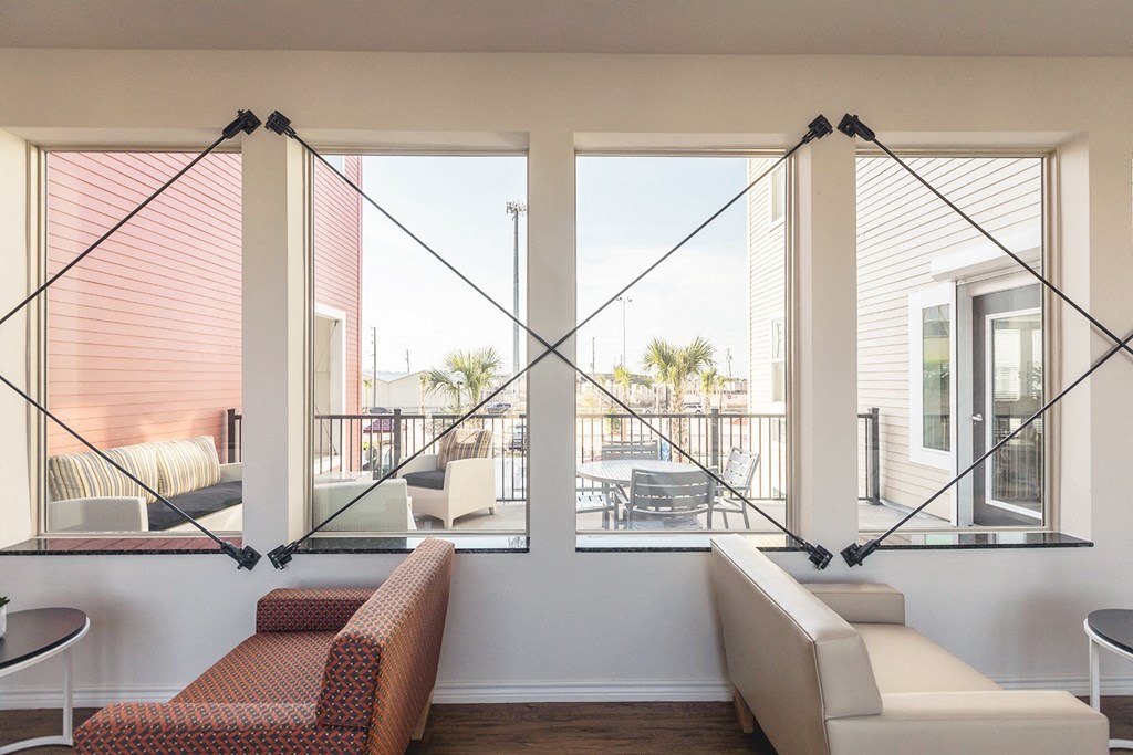 an image of a room with pink and green neon lights