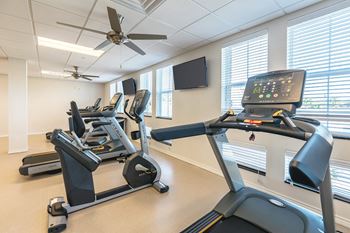 gym with exercise equipment at Villas on the Strand apartments in Galveston, TX