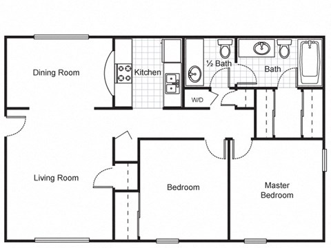 Two Bedroom Two Bath 2D Floorplan at The Brewery Apartments