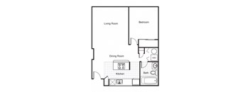 One Bedroom One Bath 2D Floorplan at The Brewery Apartments