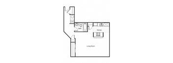 Studio Apartment 2D Floorplan at The Brewery Apartments