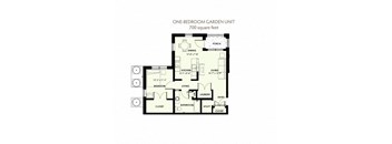 1 bedroom 1 bath 2D Floorplan, West Park Apartments, Tulsa, OK