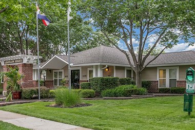 a house with a flag in front of it