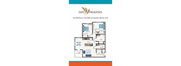 2 Bedroom 2 Bath Accessible Garden Unit 2D Floorplan East Meadows apartments in downtown san antonio