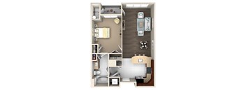 1BA Floor Plan at The Beacon at Waugh Chapel, Gambrills, Maryland