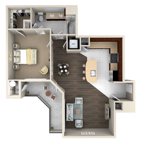 1BA Buckley Floor Plan at The Beacon at Waugh Chapel, Maryland