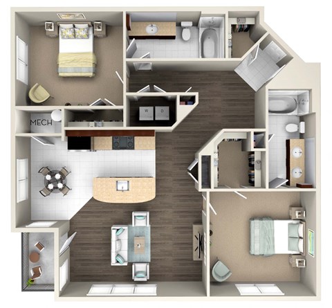 2BA Grayson Floor Plan at The Beacon at Waugh Chapel, Gambrills, 21054