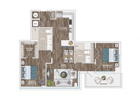 B1B Floor Plan at Sinclaire on Seminary, Alexandria, 22311
