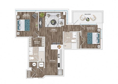 B3B Floor Plan at Sinclaire on Seminary, Alexandria