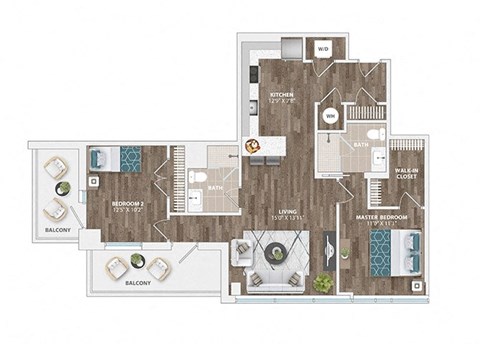 B8D Floor Plan at Sinclaire on Seminary, Alexandria, VA 22311