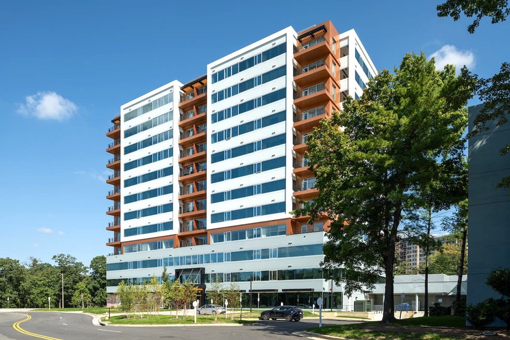an apartment building on the corner of a street at Sinclaire on Seminary, Alexandria