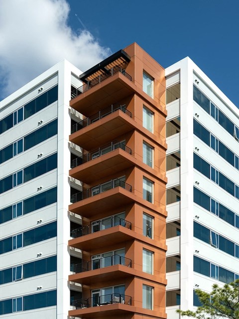 the side of an apartment building with balconies at Sinclaire on Seminary, Alexandria, 22311