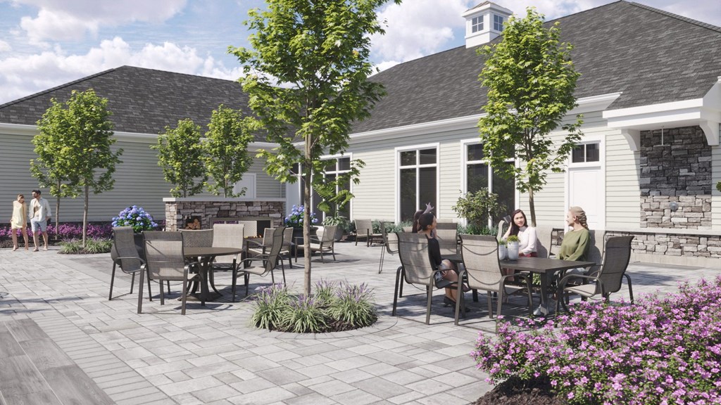 a rendering of the patio area at the new community center