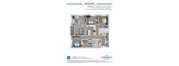 A brochure for a new apartment complex called Brookside is displayed.