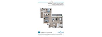 Apartment floor plan with a primary bedroom, living room, dining room, and bathroom.