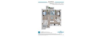 A floor plan for a Millbrook property with 2 bedrooms and 2 bathrooms.