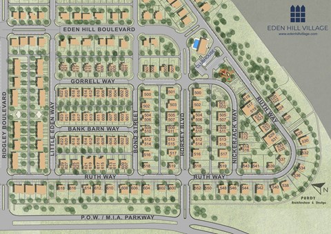 a map of a city with buildings and trees
