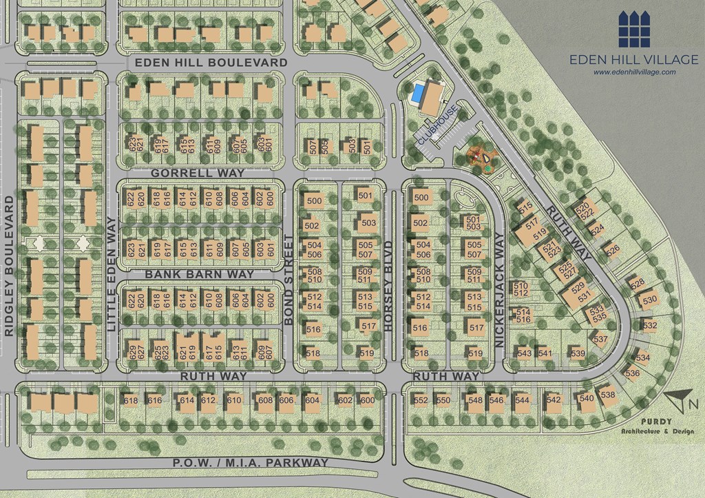 a map of a city with buildings and trees