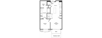 1 Bedroom floorplan with kitchen island, pantry, W/D, Living Room, Bedroom, Bathroom and large Walk-in Closet. Patio/Balcony. optional 2 ft extended bedroom. Fenced-in Yard