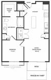 1 Bedroom floorplan with kitchen island, pantry, W/D, Living Room, Bedroom, Bathroom and large Walk-in Closet. Patio/Balcony. optional 2 ft extended bedroom. Fenced-in Yard