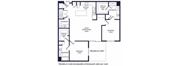 2 bedroom 2.5 bath floorplan with L-shaped Kitchen and island. one bathroom has a tub/shower and the other has a standalone shower. Walk-in closets. W/D. Fenced-in Yard