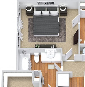 Washington 3D. 2 bedroom apartment. Kitchen with bartop open to living/dinning rooms. 2 full bathrooms. Walk-in closets. Patio/balcony with storage.