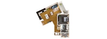 a floor plan of a home with a bedroom and a living room