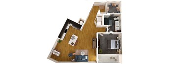 a floor plan of a house with a bedroom and a living room