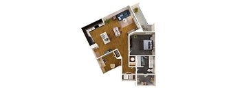 a floor plan of a house with a bedroom and a living room