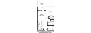 a floor plan of a house with a kitchen and a living room