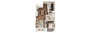 a floor plan with a bedroom and a living room