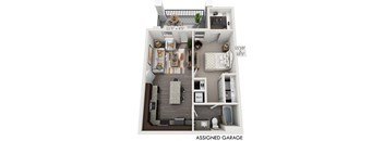 a 1 bedroom house plan has a bathroom and a living room