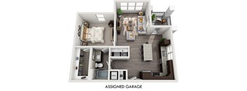 the aerial view of the 1st floor plan of the ascension garage