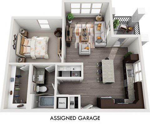 the aerial view of the 1st floor plan of the ascension garage